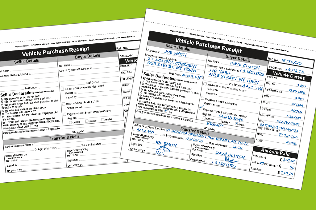 Vehicle Purchase Receipts